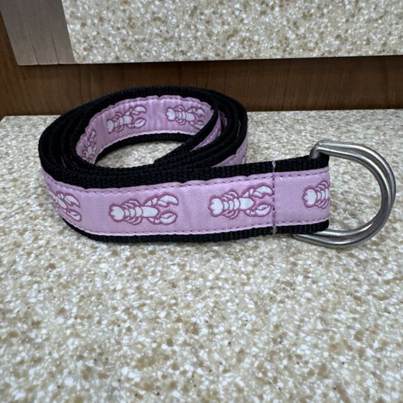 LL Bean Maine Isle D Ring Loop Pink Lobster Belt Womens M/L Medium Large - Picture 1 of 5